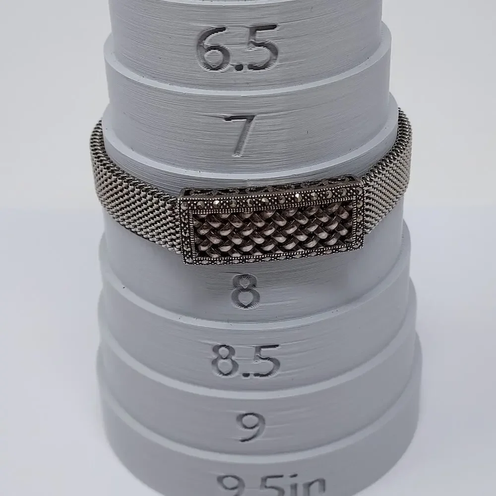Aura TJM 925 Sterling Swarovski Marcasite Stretch Mesh Bracelet GG 6-7.5 2010